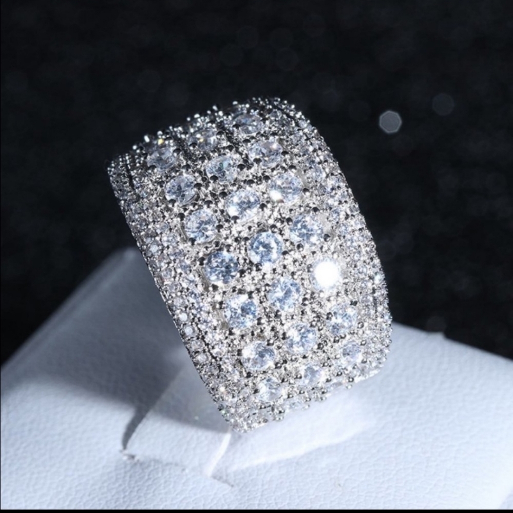 NEW Luxury 925 Silver Diamond Wedding Band NEW - Picture 3 of 7